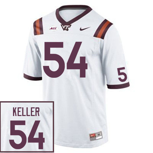 Men #54 Jaden Keller Virginia Tech Hokies College Football Jerseys Sale-White - Click Image to Close